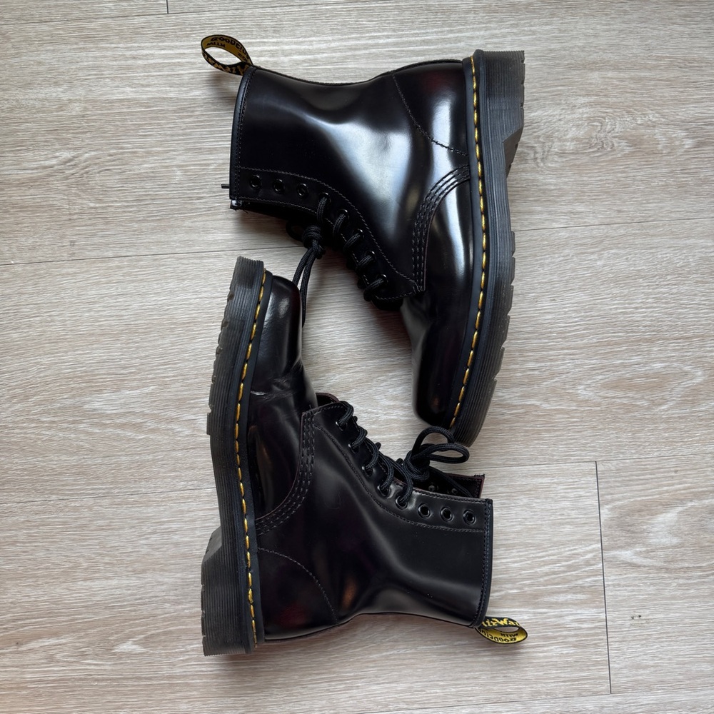 Dr. Martens Cherry Red Arcadia Combat Boots - Picture 7 of 8